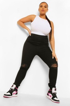 BOOHOO PLUS SIZE JEANSY CZARNE RURKI 46 1YHJ