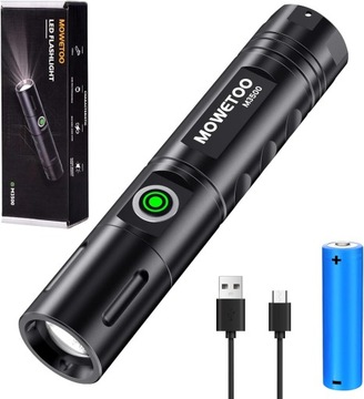 MOWETOO TAKTYCZNA LATARKA LED 3500lm ŁADOWANIE USB-C ZOOM M3500
