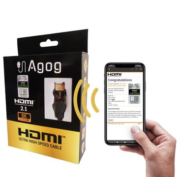 КАБЕЛЬ HDMI 2.1 ВЫСОКОСКОРОСТНОЙ UHD КАБЕЛЬ 8K60Гц 4K120Гц СЕРТИФИЦИРОВАН AGOG 2м