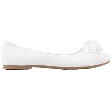 БЕЛЫЕ ЖЕНСКИЕ БАЛЕТКИ НА ПЛОСКОЙ ПЛОСКОЙ ПЛОСКОСТИ С БАНТОМ, ГЛАДКИЕ ВНУТРИ, ЭКО КОЖА