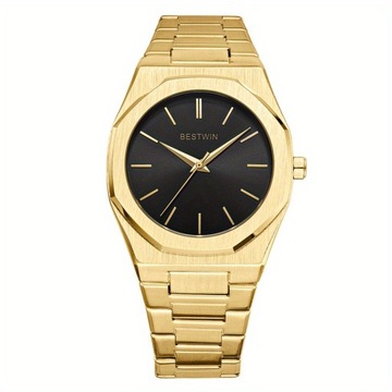 Модные мужские часы с ремешком из легированной стали, кварцевые часы с простым циферблатом