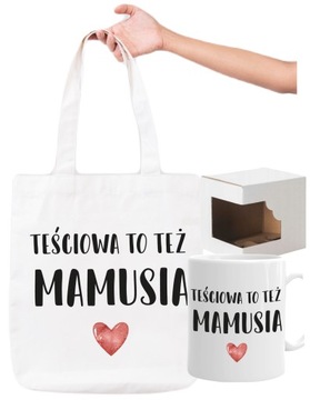 TORBA + KUBEK PREZENT DLA TEŚCIOWEJ MAMY serce TEŚCIOWA TO TEŻ MAMUSIA
