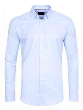 Męska Koszula Espada Slim Fit Klasyczna Bawełniana Taliowana Błękitna r XL