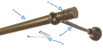 Карниз металлический, диаметр 19 мм, одинарный, без крестовин, 1,7 м ЦВЕТА ФайныДом