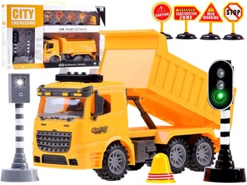 AUTO CIĘŻARÓWKA 28CM + SYGNALIZATOR + AKCESORIA