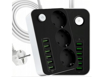 УДЛИНИТЕЛЬ ПИТАНИЯ 3 РОЗЕТКИ + 6 USB