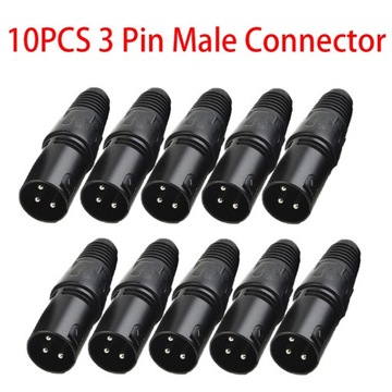10 sztuk XLR DMX 3 Pin męskie złącza mikrofon Au