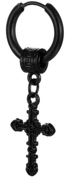 HUGGIE Kolczyk Do Ucha Krzyżyk Krzyż Punk Gothic Rock STAL