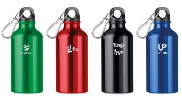 Butelka Sportowa na Wodę 400 ml z karabińczykiem Bidon Aluminiowy + Grawer
