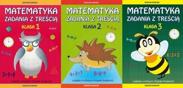 Matematyka zadania z treścią, zestaw kl. 1, 2, 3