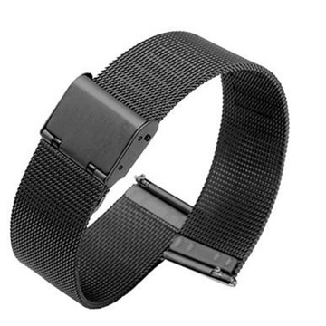 Metalowy pasek do zegarka 20 mm siatka czarny z teleskopami
