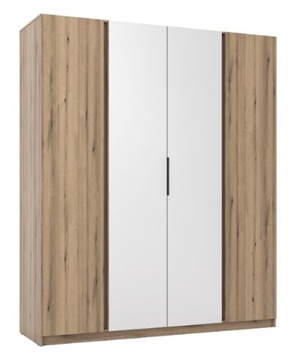 Szafa KAJA 4 drzwi z lustrem 200cm x 239cm półki drążek kolor dąb evoke