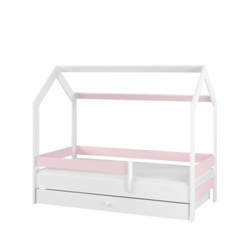 Łóżko dziecięce DOMEK 160x80 + szuflada RÓŻOWY