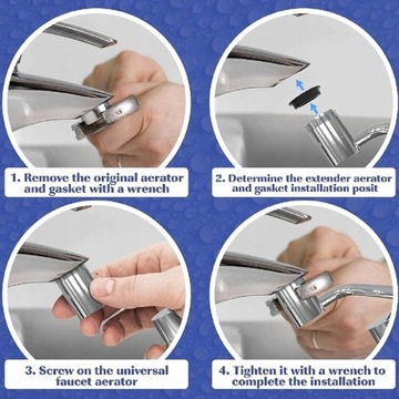 ПОВОРОТНЫЙ НА 1080° ЛАТУННЫЙ КРАН АЭРАТОРА, УДЛИНИТЕЛЬ СЕРЕБРЯНЫЙ МЕТАЛЛ