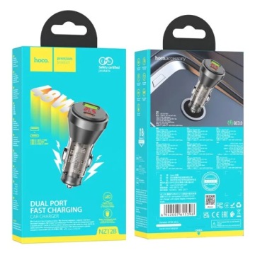 Автомобильное зарядное устройство HOCO USB A + Type C с дисплеем + кабель Type C – L