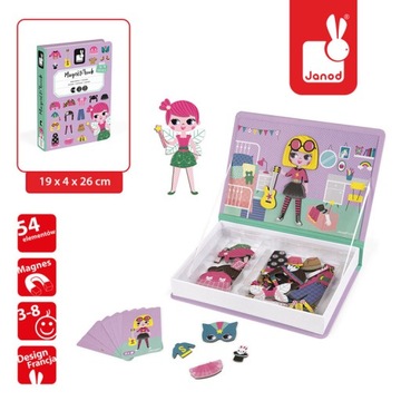 Układanka Magnetyczna Kostiumy Dziewczynka Magnetibook Janod dla dzieci 3+