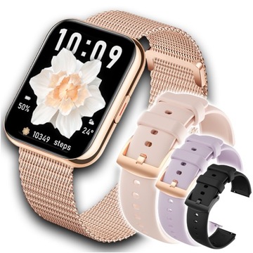 ZEGAREK SMARTWATCH DAMSKI POLSKIE MENU ROZMOWY PULS CIŚNIENIE SPORT 4 PASKI