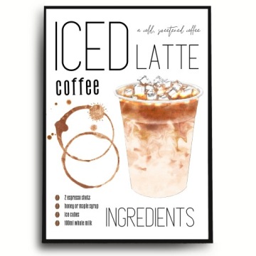 ПЛАКАТ-ИЗОБРАЖЕНИЕ ДЛЯ КУХНИ ГОСТИНОЙ КАФЕ РЕСТОРАН КОФЕ ЛАТТЕ 30Х40 А3