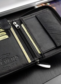 Skórzany portfel męski duży suwak STEVENS RFID Q2