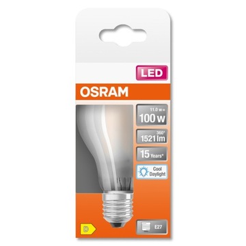 Светодиодная лампа E27 A60 11W 100W 6500K НИТЬ OSRAM