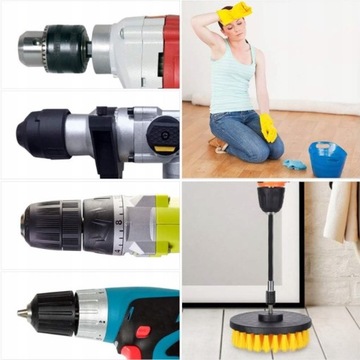 5x SZCZOTKI SPRZĄTAJĄCE DO CZYSZCZENIA NA WIERTARKĘ WKRĘTARKĘ PADY ZESTAW