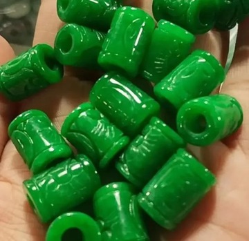 5pc Natural A Green Jade Beads DIY Bracelet Bangle Charm Jadeite Jewellery