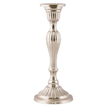 ŚWIECZNIK KANDELABR aluminiowy srebrny wys. 25cm