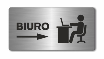 BIURO strzałka w prawo| Tabliczka nierdzewna Druk