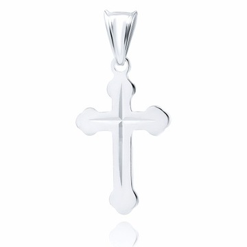 DELIKATNY SREBRNY KRZYŻYK DIAMENTOWANY WZÓR PASKI