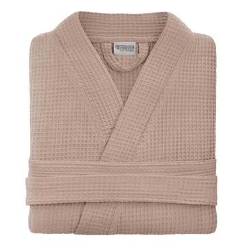 DAMSKI SZLAFROK BAWEŁNA KIMONO WAFEL GOFER BEŻ XS