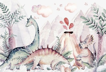 FOTOTAPETA TAPETA DINOZAURY WATERCOLOR NA WYMIAR