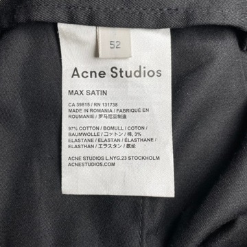 ACNE STUDIOS 52 CZARNE MATERIAŁOWE SPODNIE ZWĘŻANE