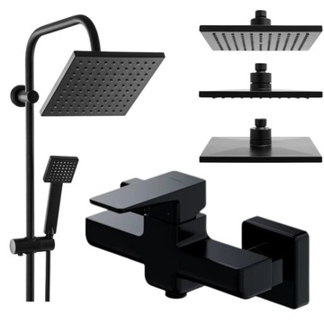 Bateria Prysznicowa Omnires Czarna Kolumna Natryskowa Deszczownica Black
