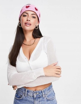 Asos Design NG7 fhl różowa szydełkowa opaska wzór serduszka 56