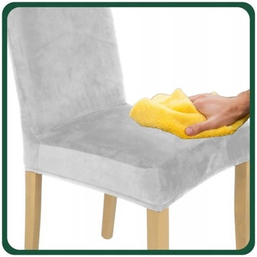 ZESTAW 4 SZT. POKROWCE POKROWIEC NA KRZESŁO JASNY SZARY WELUR ELASTYCZNY