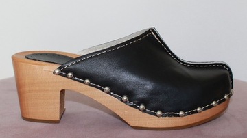 Czarne drewniaki damskie D17 41