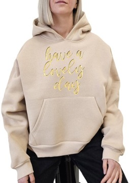 S203 BEŻ HOODIE OVERSIZE HAVE A LOVLEY XS/S