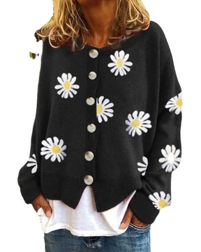 Cute Daisy Flower Cardigan Aesthetic 90s Button Down Open Front Sweater