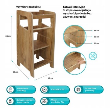 Кухонный помощник Деревянный детский кухонный помощник Solid Strong Polish