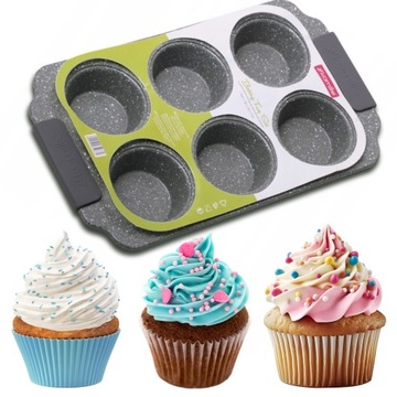 Forma do pieczenia 6 babeczek muffinek stalowa
