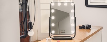 Зеркало для макияжа со светодиодной подсветкой Humanas HS-HM01 - черное