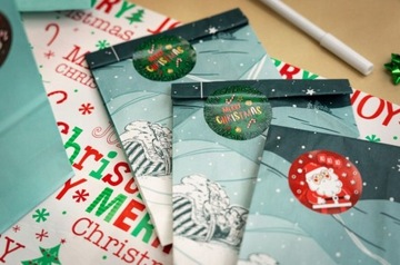 РОЖДЕСТВЕНСКИЕ ДЕКОРАТИВНЫЕ НАКЛЕЙКИ САНТА ХО ХО ХО НАБОР НАКЛЕЙКИ ДЛЯ ЭКО ПОДАРКОВ