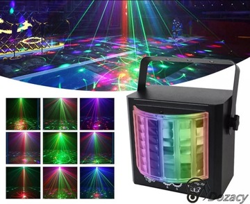 ŚWIATŁO LASEROWE LED KOLOROWE OBROTOWE ŚWIATŁA ŚWIATŁA IMPREZOWE DLA DJ-ÓW