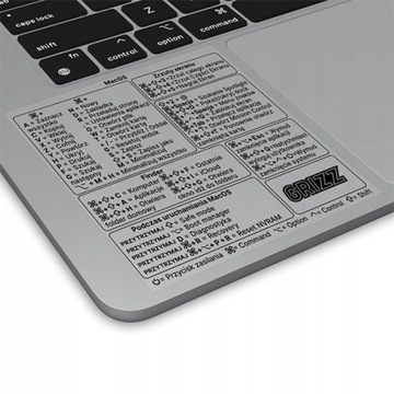 Naklejka ze skrótami klawiszowymi MacOS Intel