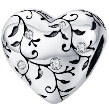 Zawieszka Charms SREBRNE SERCE koralik beads