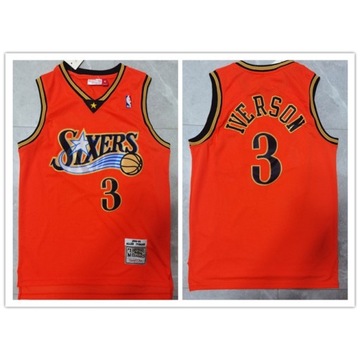 Koszulka NBA Philadelphia 76ers 3# IVERSON, czarna koszulka koszykarska w