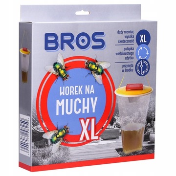 BROS Pułapka Worek na Muchy XL z przynetą- Skuteczna i Pojemna 8000ml