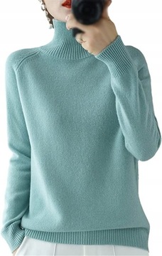 Elegancki Modny Golf Damski Sweter Długi Rękaw