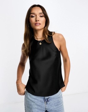 Asos Design qxy SATYNOWY TOP PROSTY RĘKAWÓW BEZ L NH8