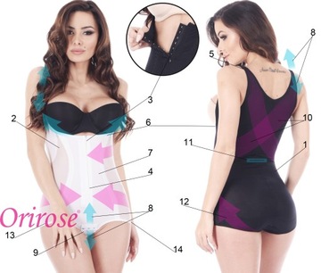 Orirose BODY mocno WYSZCZUPLAJĄCE BRZUCH modelujące talię biodra SIZE PLUS